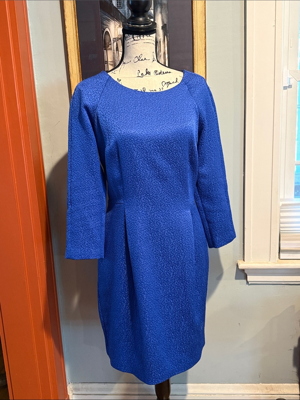 RACHEL Rachel Roy Royal Blue 3/4-Sleeve Textured Sheath Dress (8)